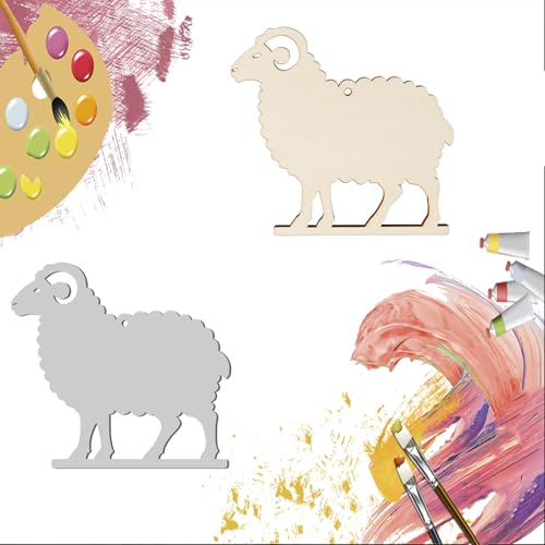 Unfinished wooden sheep ornaments, 10 pcs wall decor twine crafts