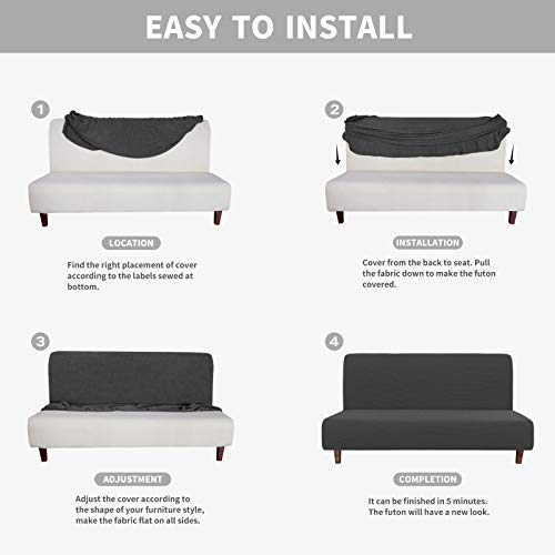 Waterproof Futon Cover - Stretch Slipcover for Sofa Bed, Dark Gray