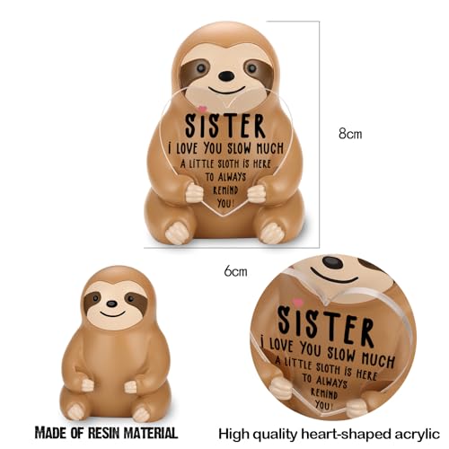AkeKe Emotional Support Sloth Figurine with Heart Card - Sister Edition