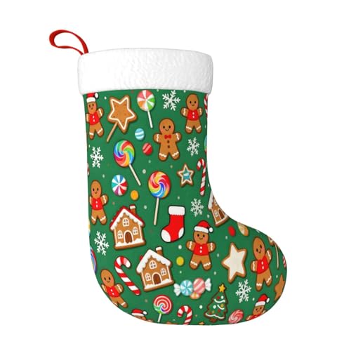 Christmas Stockings with Gingerbread Man Candy Snowflake Design - Holiday Decor