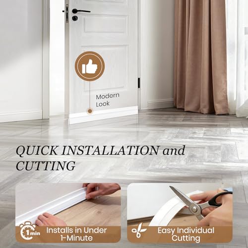 Silicone Door Draft Stopper and Sweep 4-Pack - 39" x 2" White