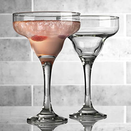 Glaver's Clear Margarita Glasses Set of 4, 10 oz. Stemware for Cocktails & Desserts