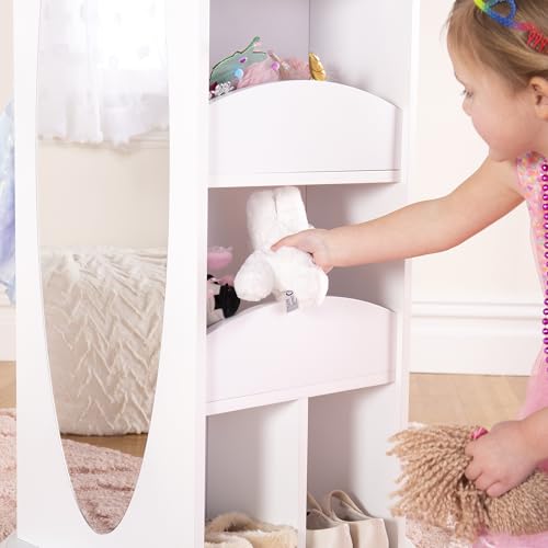 Rotating Kids' Dress-Up Storage Armoire with Mirrors and Shelves