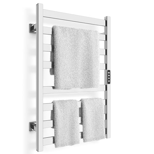8-Bar Electric Towel Warmer, Wall-Mounted Stainless Steel Towel Heater