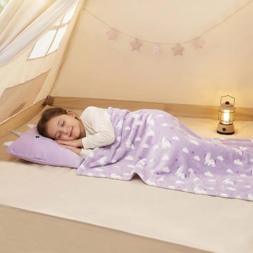 3-in-1 Kids Unicorn Travel Pillow and Blanket Set with Hand Warmer