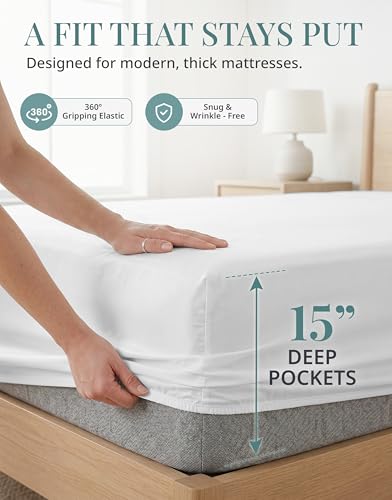 LANE LINEN 450TC 100% Long-Staple Cotton Twin XL Sheet Set - 15" Deep Pocket