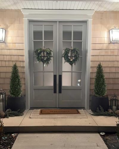 4ft Artificial Cedar Topiary Trees - Set of 2 Faux Potted Outdoor Plants