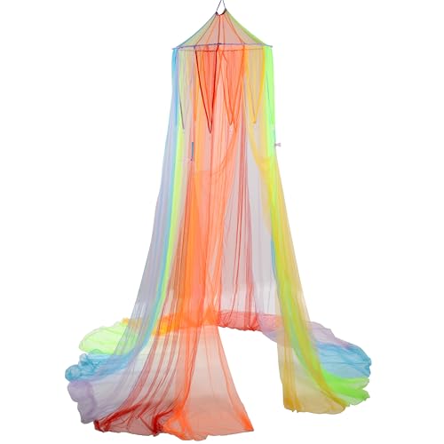 Rainbow Hanging Canopy for Kids - Mesh Play Tent for Bedroom & Classroom