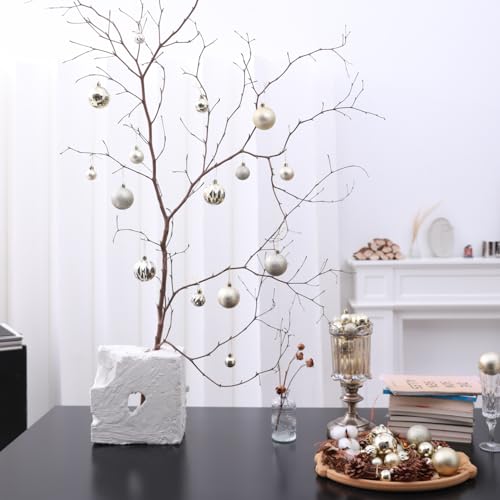 HipTree Champagne Gold Mini Baubles 30ct 1.18 Inch Xmas Halloween Tree Decor