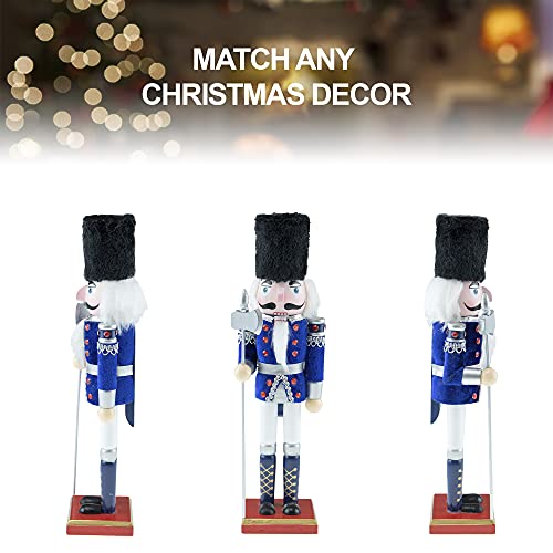 Blue Guard 12-Inch Traditional Wooden Nutcracker - Festive Christmas Decor by Clever Creations