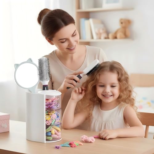 Luscinia White 3-Layer Hair Accessories Organizer with Rotatable Brush Holder