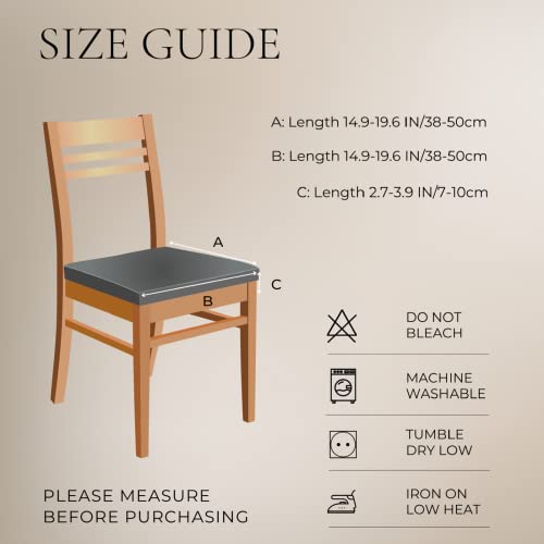 Stretch Dining Chair Seat Covers Set of 6 - Washable Seat Protectors (Beige)