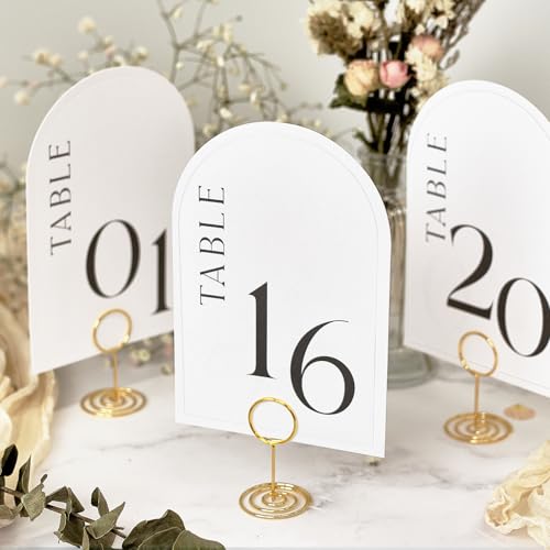 Minimalist Arch Wedding Table Numbers 1-20, 4x6 Inch Debossed Cardstock