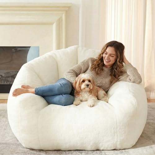 Oversized Memory Foam Bean Bag Chair with Armrests - 48.5 Inch Floor Lounger