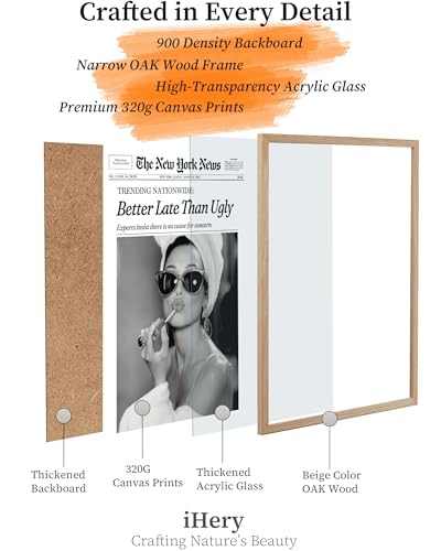Audrey Hepburn Framed Canvas Wall Art 12x16 Inch Oak Wood