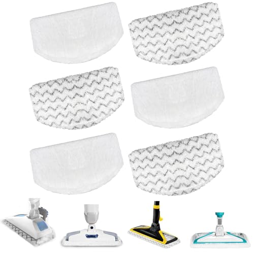 6-Pack Microfiber Steam Mop Replacement Pads for Hard Floor Cleaners