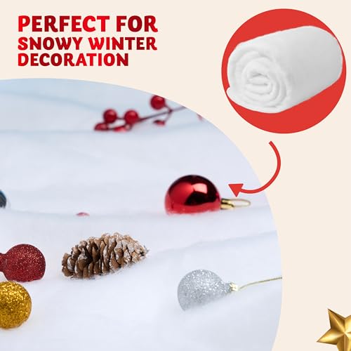 Artificial Christmas Snow Blanket Roll (3 x 8 Ft) - Soft White Holiday Decor