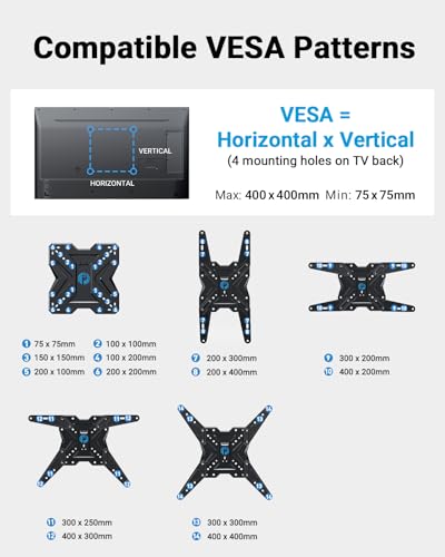 Full Motion TV Wall Mount for 26-60 Inch Screens, Single Stud Bracket