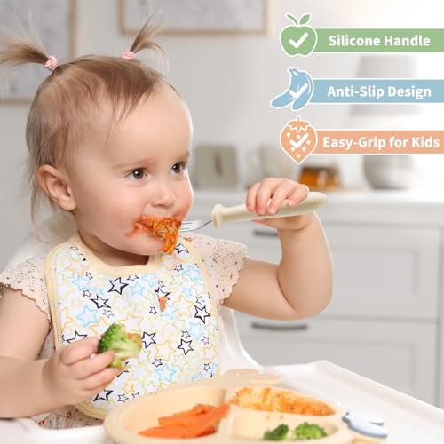 8-Piece Toddler Forks Set with Silicone Handles and Anti-Choke Design