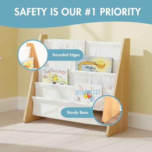 Kids 4-Tier Front Facing Bookshelf - Montessori Toddler Bookcase Display