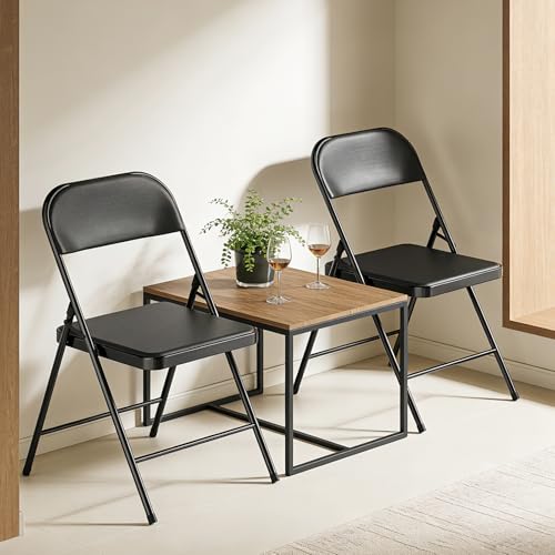 4-Pack Padded Folding Chairs, Heavy-Duty Metal Frame with Cushioned Seat