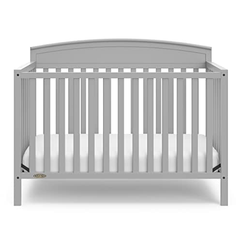 5-in-1 Convertible Baby Crib and Mattress Set, Pebble Gray