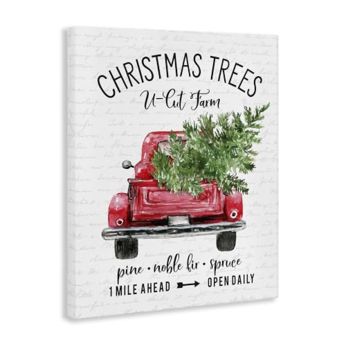 Red Truck Christmas Tree Wall Art 36x48 Wrapped Canvas by Stupell Industries