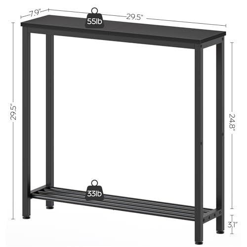 Narrow Console Table, 2-Tier Small Sofa Table for Entryway, 29.5-Inch