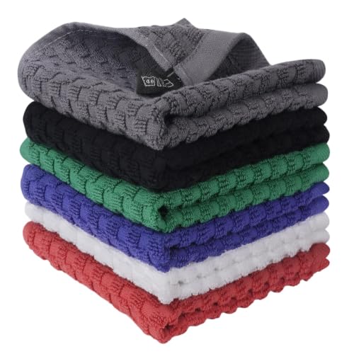 Cotton Washcloths 6-Pack 12x12 Inches - Soft, Absorbent, Multi-Color