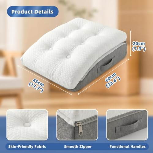 Dual Layer Memory Foam Leg Elevation Pillow with Washable Cover