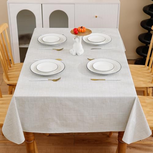 Heavy Duty Vinyl Tablecloth with Flannel Backing - Waterproof Wipeable Cover