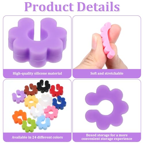 24 Pcs Silicone Wine Glass Charms Reusable Drink Markers for Glasses & Bottles