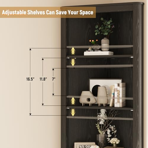 69-Inch Tall Corner Storage Cabinet with Fluted Doors and Shelves