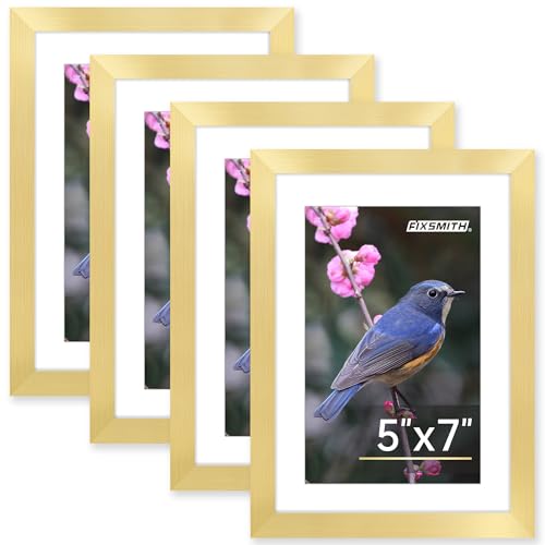 5x7 Gold Picture Frame Set of 4 - Wall & Tabletop Photo Frames