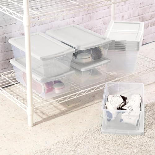 Clear Plastic Storage Box with Snap Lid 6 Quart 12 Pack