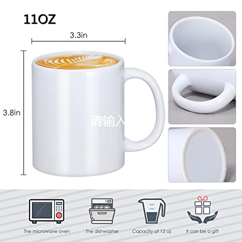 Yephets 12-Pack 11 oz White Ceramic Sublimation Coffee Mugs - Medium DIY Set