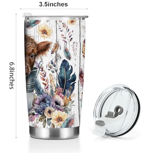 Jealance Cow Print Tumbler 20oz Vacuum-Insulated Cup with Lid – Western Decor Gift