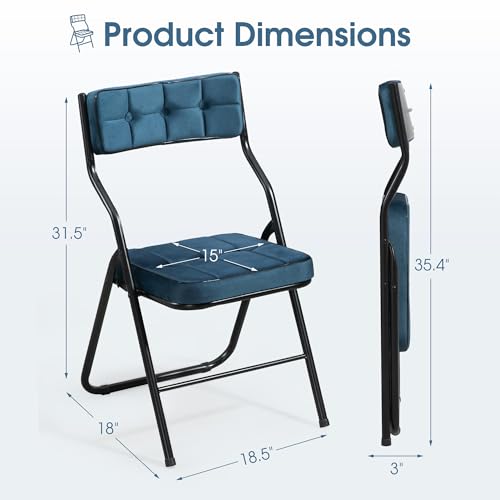 Padded Folding Chairs Set of 4, Heavy Duty Portable Chairs with Cushion