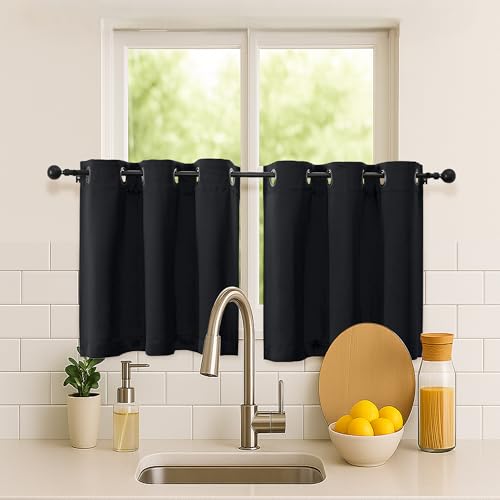 Blackout Kitchen Curtains - 2 Panels, 40 x 24 Inch, Light Blocking