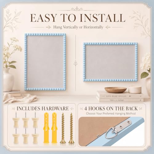 20x30 Inch Linen Bulletin Board with Decorative Bead Frame, Blue