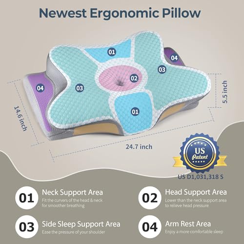 Bespillow Ergonomic Cooling Memory Foam Cervical Pillow for Neck Pain Relief