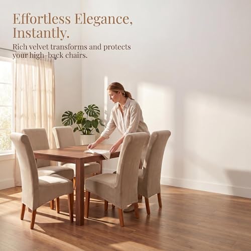 XL Velvet Dining Chair Covers - Removable & Washable Protectors