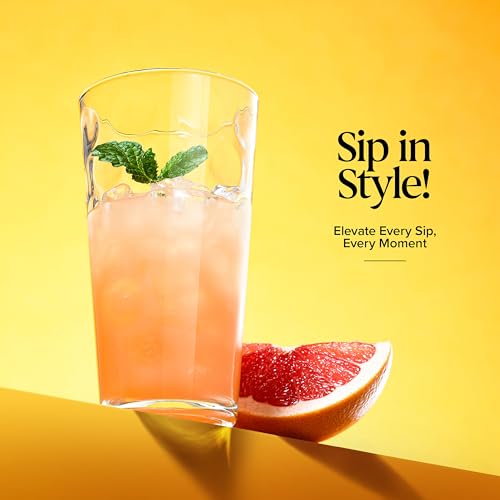 Modern Highball Glasses Set of 10 - 17 Oz. Elegant Drinkware for Water, Juice, Cocktails