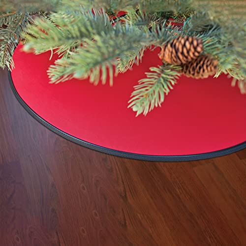 22-Inch Christmas Tree Floor Protector Mat - Red & Black Non-Slip