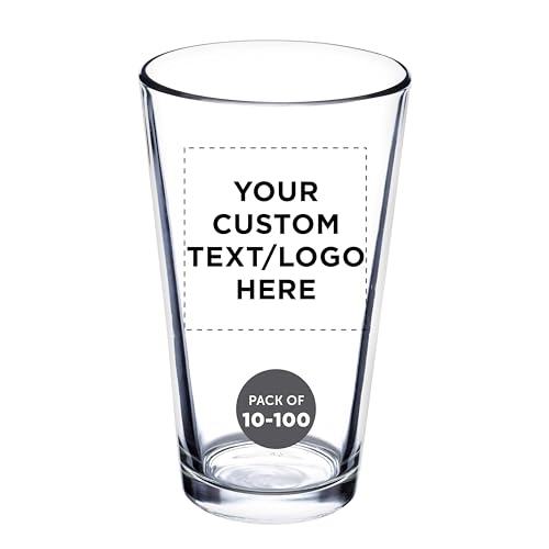 16 oz. Personalized Beer Pint Glasses - Heavy Duty Stackable Glassware
