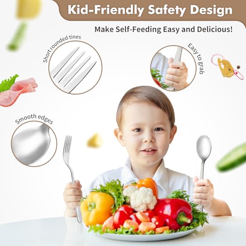 12-Piece Stainless Steel Toddler Utensils Set with Forks and Spoons
