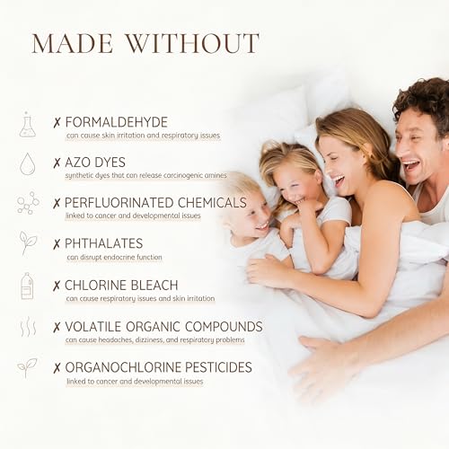 Organic Cotton Pillow Protectors - Set of 2, King Size Zippered Case