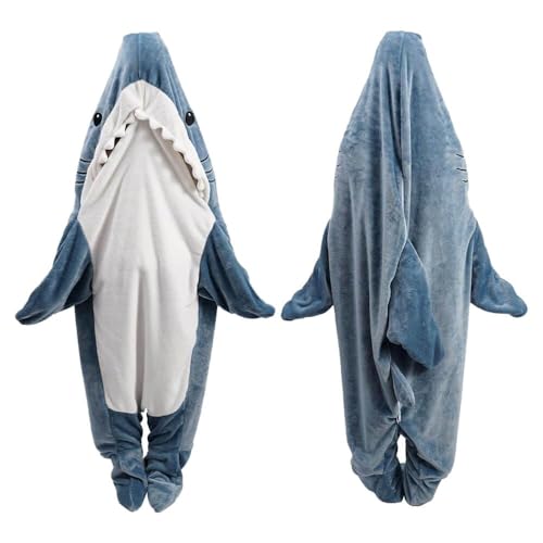inkArts Soft Wearable Shark Blanket Hoodie Onesie for Adults & Kids