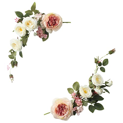 2-Piece Artificial Peony Flower Swag, 16-Inch Silk Eucalyptus Floral Decor