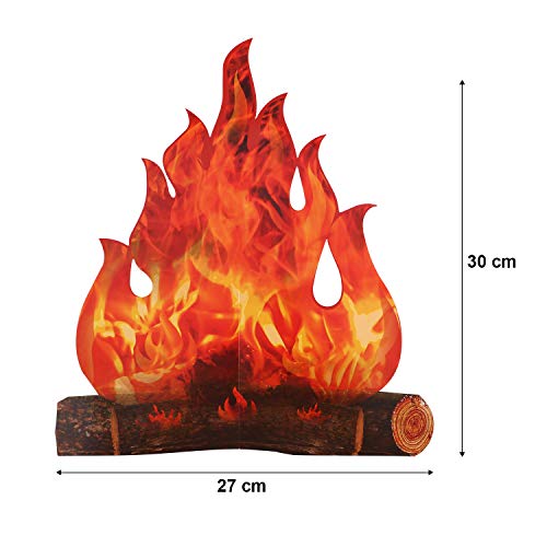 3D Cardboard Fake Campfire Decorations, 6-Piece Reusable Party Table Centerpiece